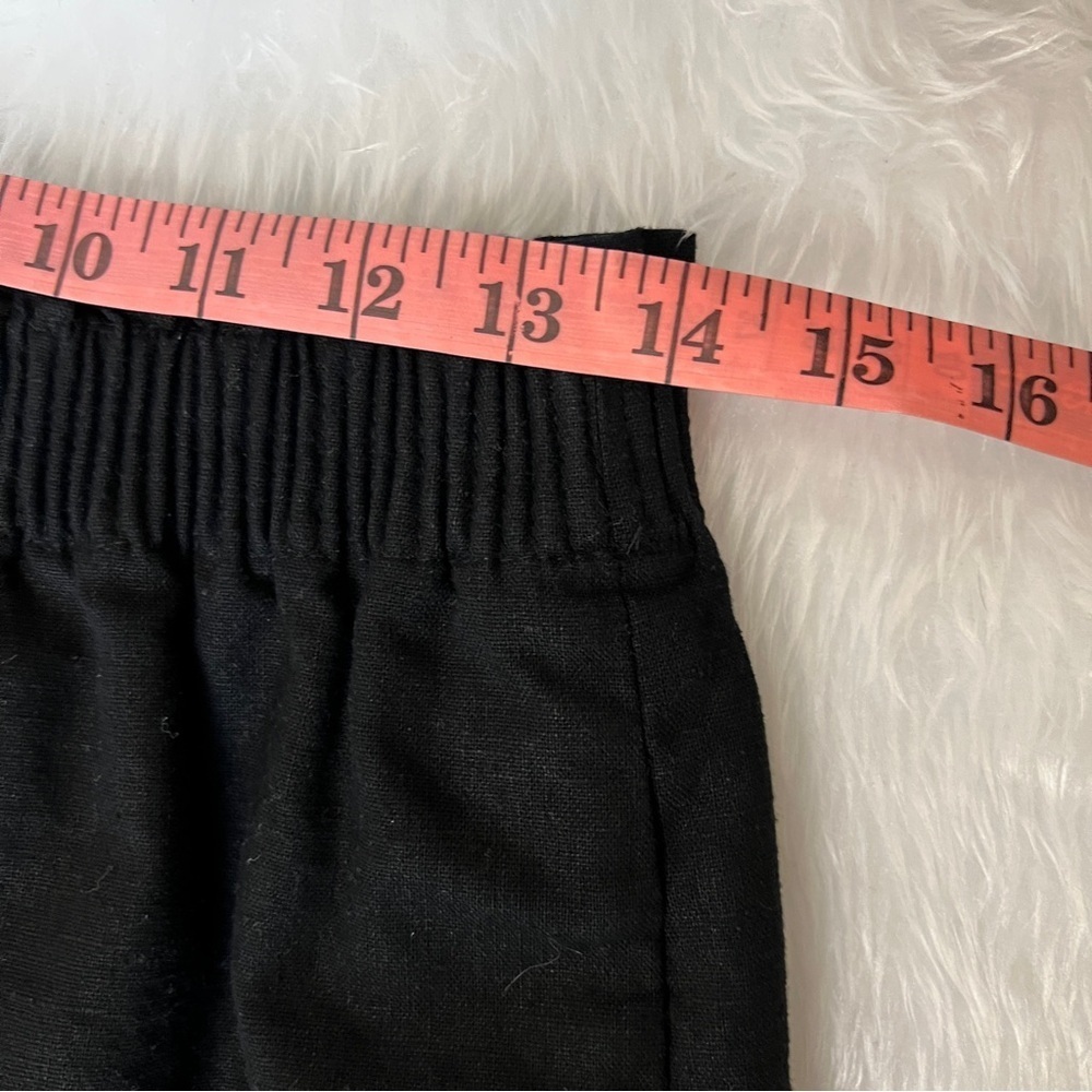 J. Crew Factory Black Scalloped Hem Elastic Waist Linen Blend Aline Skirt sz 6 - Picture 7 of 8